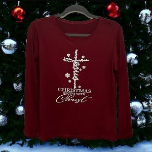 ‘Christmas Begins With Christ’ Long Sleeve Women’s Top